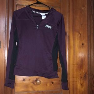 PINK Maroon Quarter Zip Pullover